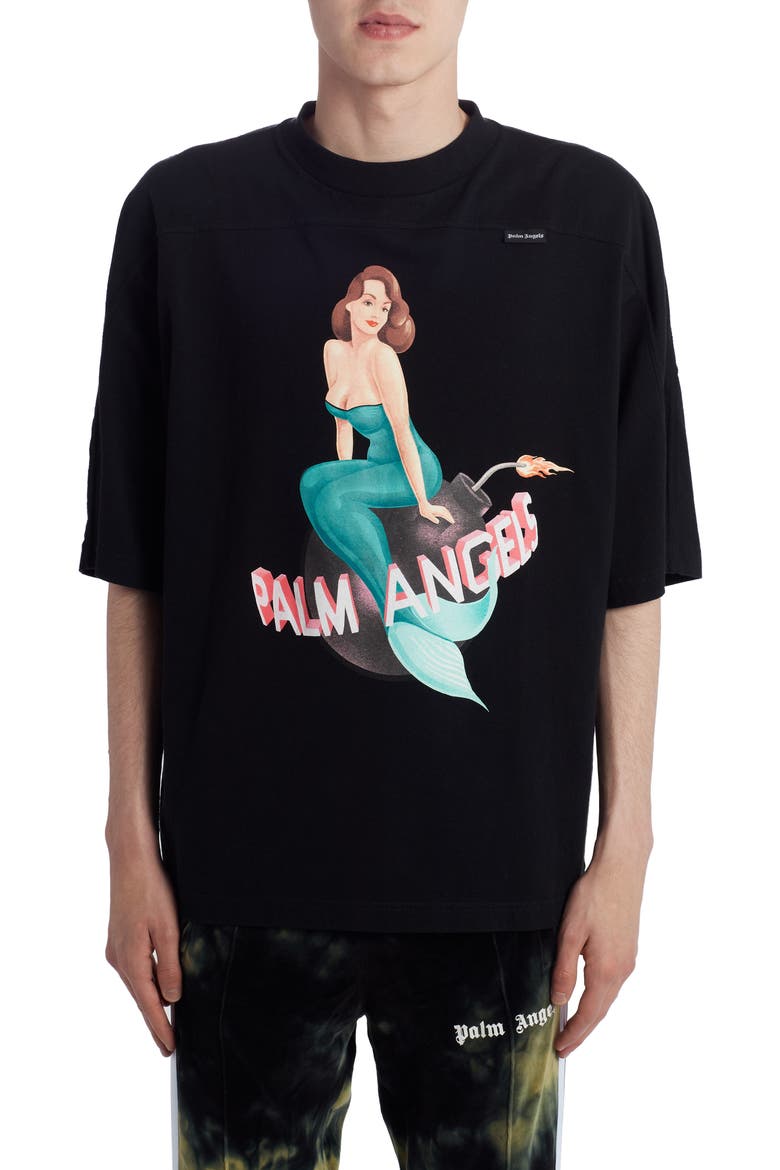 Logo Mermaid Graphic T-Shirt, Main, color, BLACK MULTICOLOR