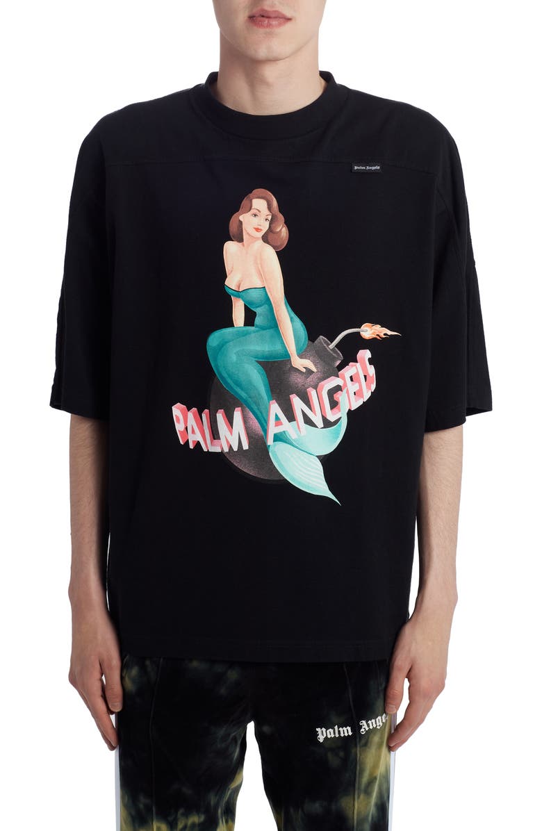 Palm Angels Logo Mermaid Graphic T-Shirt, Main, color, 
