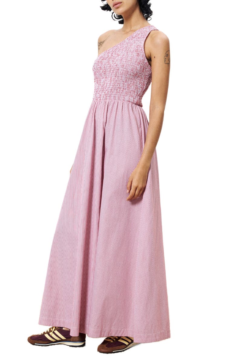 FRNCH Smocked One-Shoulder Maxi Dress, Alternate, color, Rouge