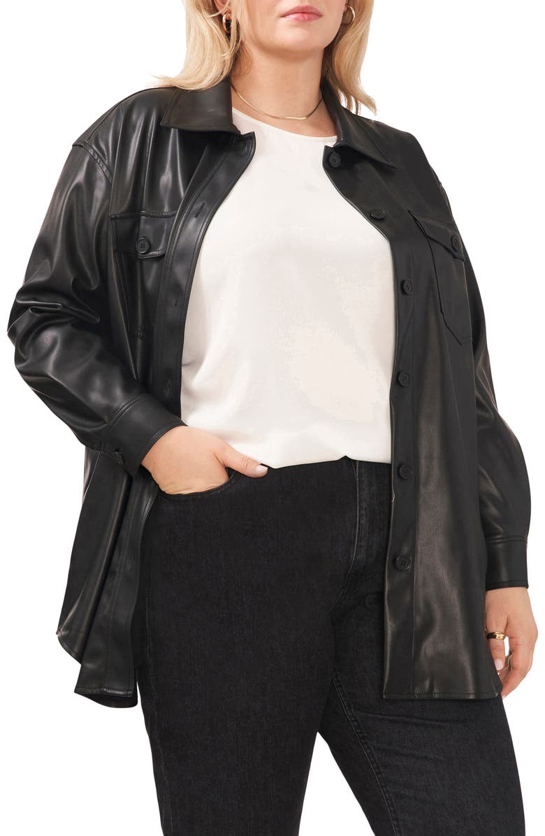 Halogen<sup>®</sup> Faux Leather Shirt Jacket, Main, color,