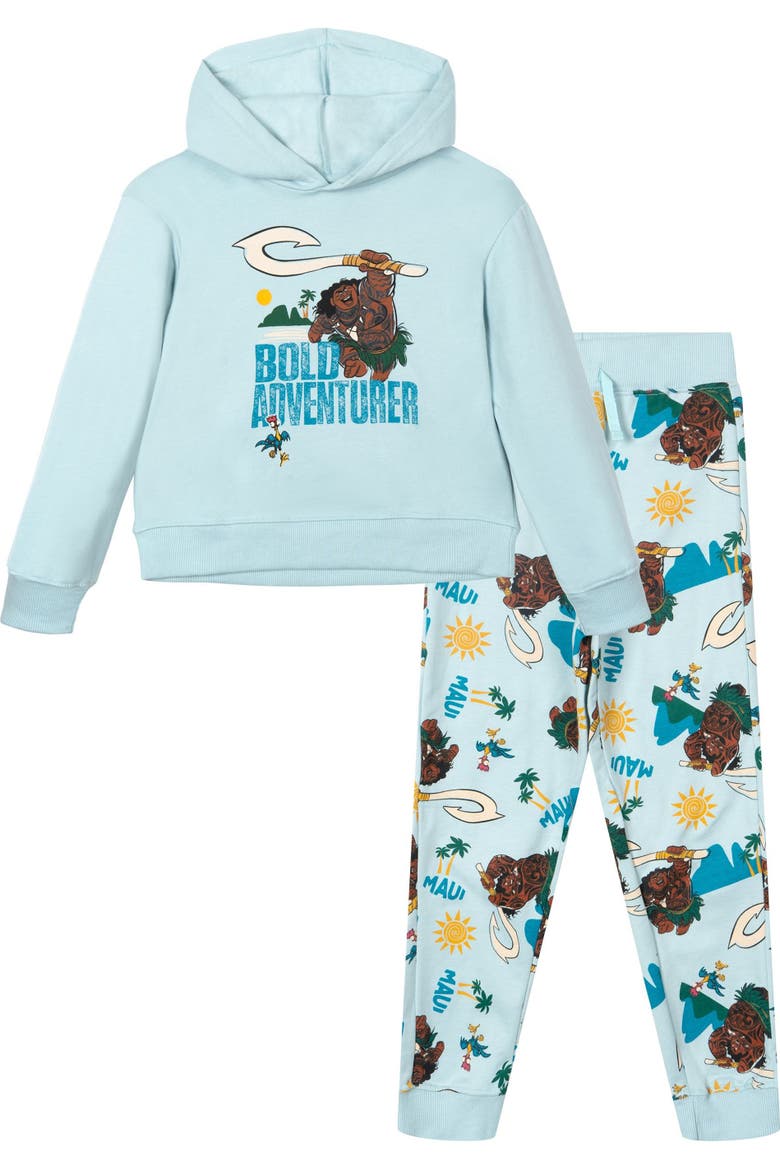 Moana Maui Fleece 2-Piece Hoodie and Pants Set, Main, color, Maui Hei Hei Blue