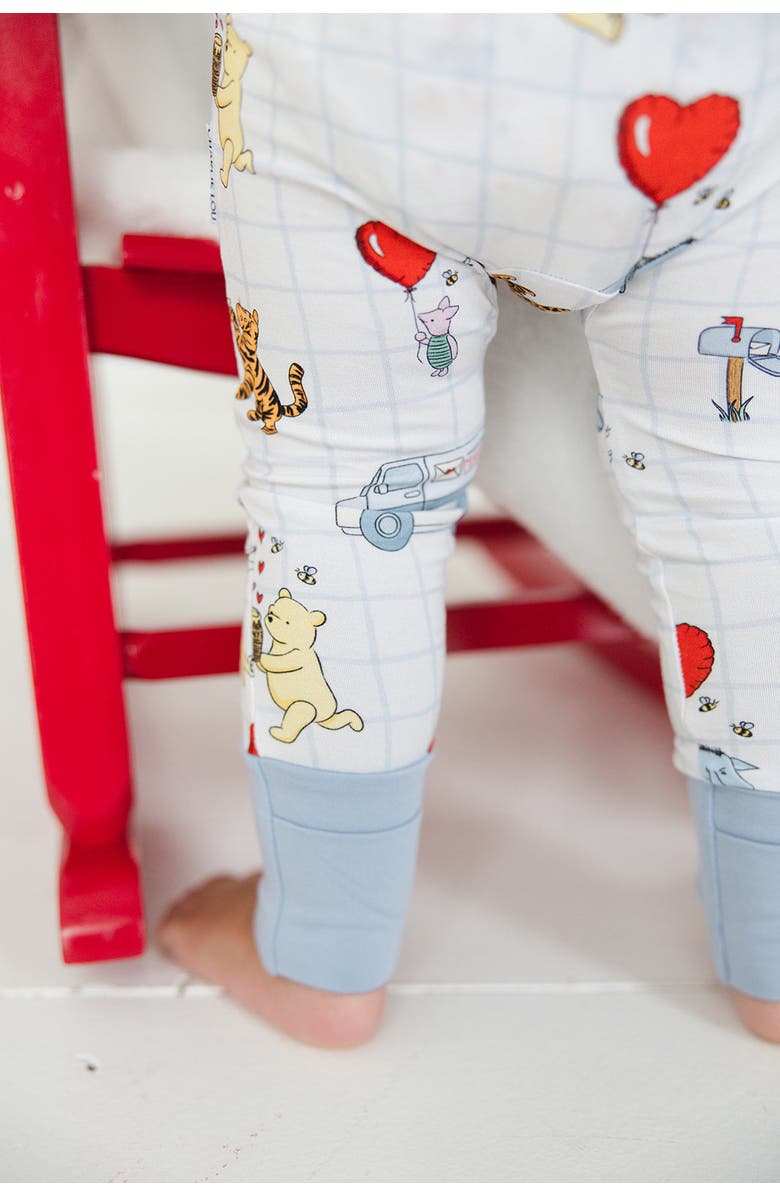 Charlie Lou Baby<sup>®</sup> Valentine's Day Winnie the Pooh Hundred Acre Love Letters Double Zipper Convertible Romper with Ruffles, Alternate, color, 