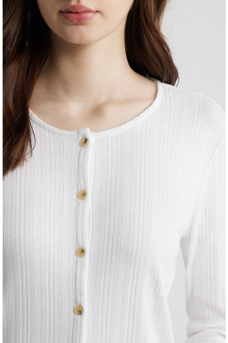 Paradise Organic Cotton Blend Pointelle Cardigan, Alternate, color, WHITE