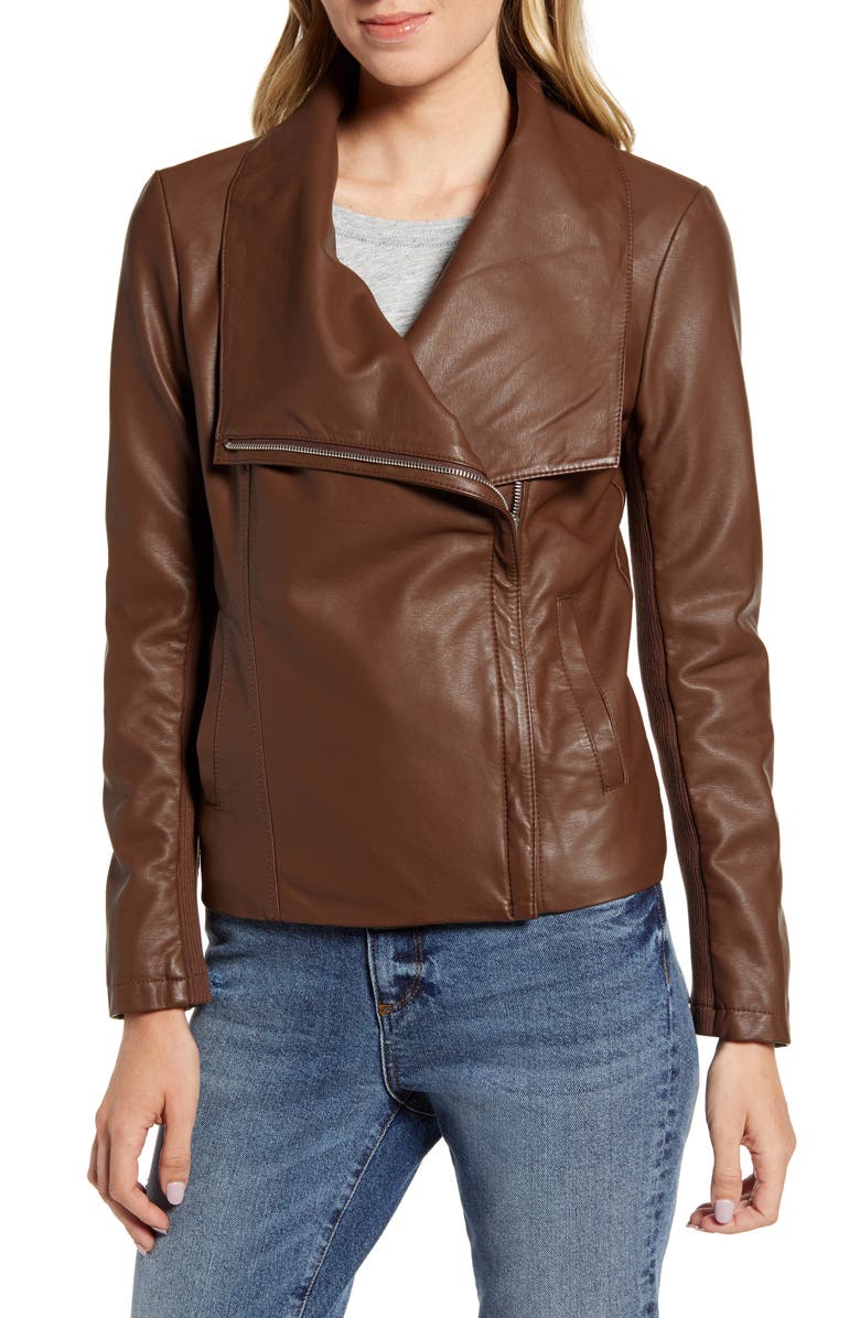 BB Dakota by Steve Madden BB Dakota Up to Speed Faux Leather Moto Jacket, Alternate, color,