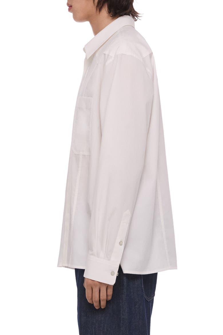 Patch Relaxed Fit Cotton Button-Up Shirt, Alternate, color, WHITE