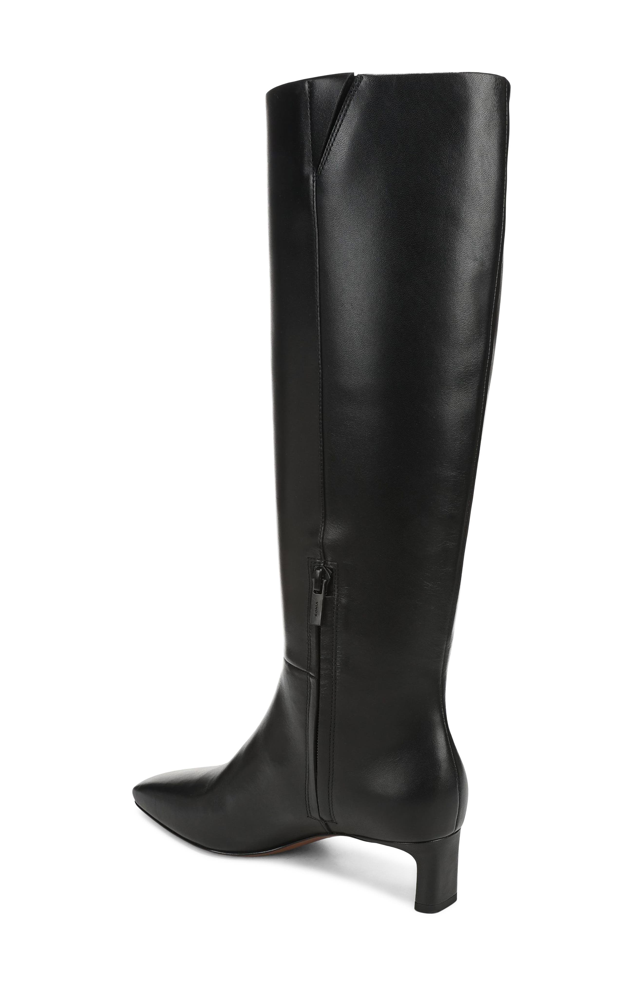 Lilith Tall Leather Boot, Alternate, color, BLACK