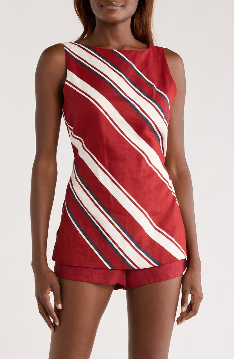 Faithfull the Brand Miel Tie Waist Sleeveless Top, Main, color, Hydra Stripe