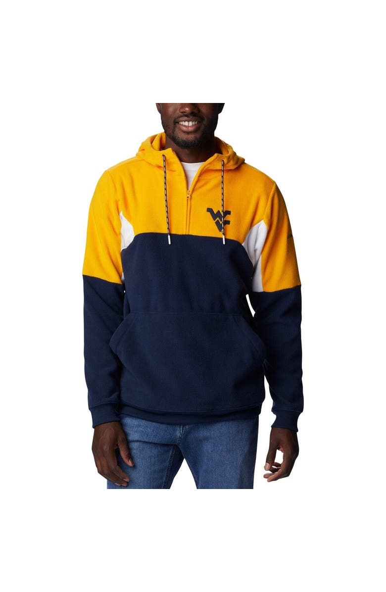 Columbia Men's Columbia Navy West Virginia Mountaineers Lodge Quarter-Zip Hoodie, Main, color, Navy