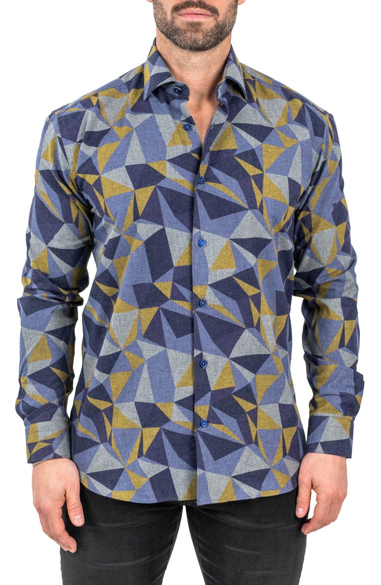 Maceoo Fibonacci Abstract Print Contemporary Fit Button-Up Shirt, Main, color,