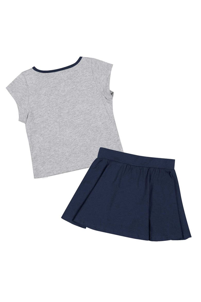 Girls Toddler Colosseum Heather Gray/Navy West Virginia Mountaineers Two-Piece Minds For Molding T-Shirt & Skirt Set, Alternate, color, Heather Gray