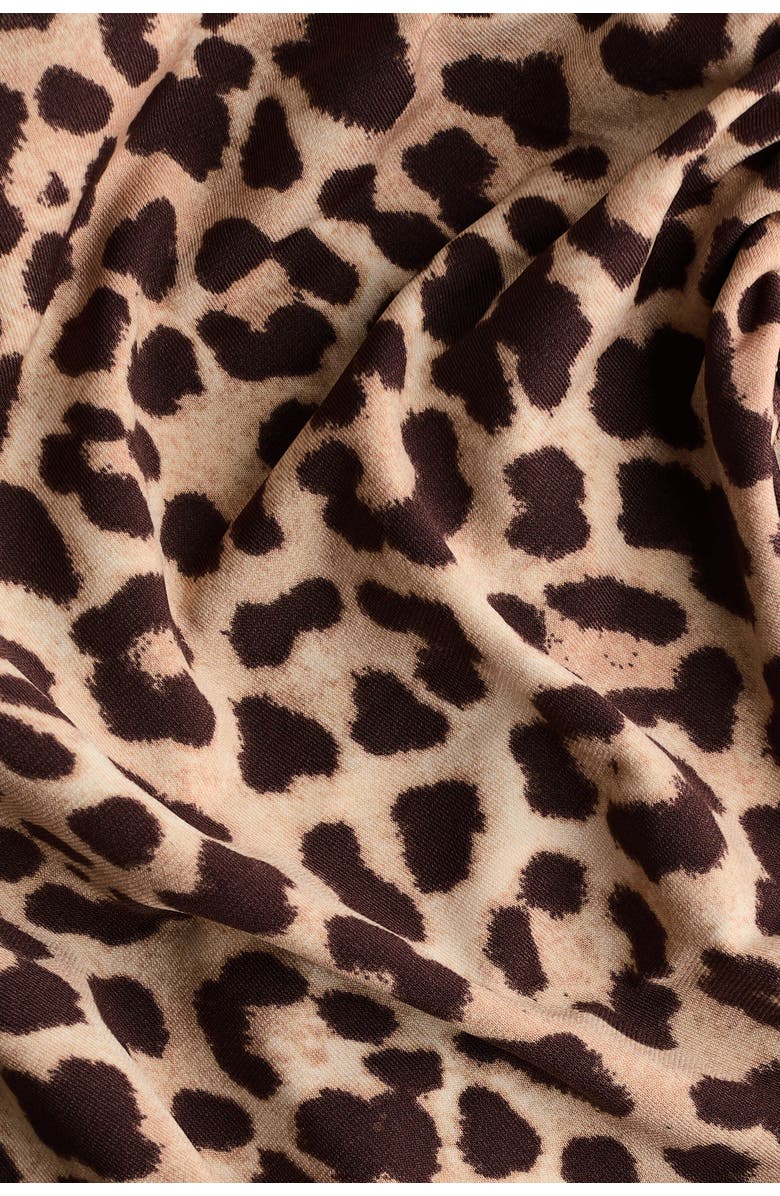 H&M Cowl-neck Jersey Dress, Alternate, color, Beige/Leopard Print