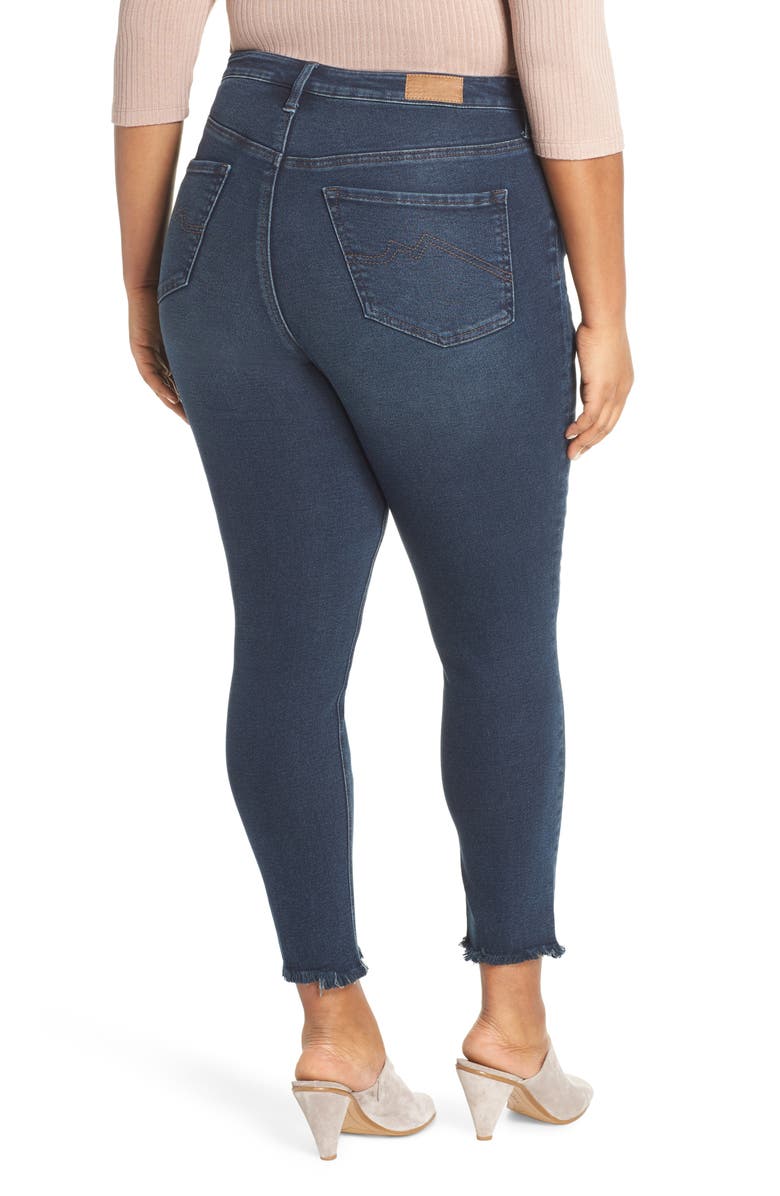 MAXSTUDIO Indigo Perfect Vintage High Waist Core Fringe Hem Skinny Jeans, Alternate, color,