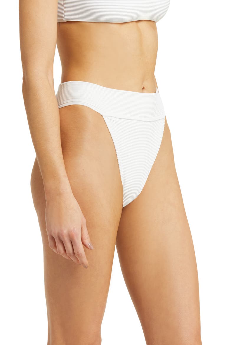 Tanlines Aruba High Waist Bikini Bottoms, Alternate, color, WHITE