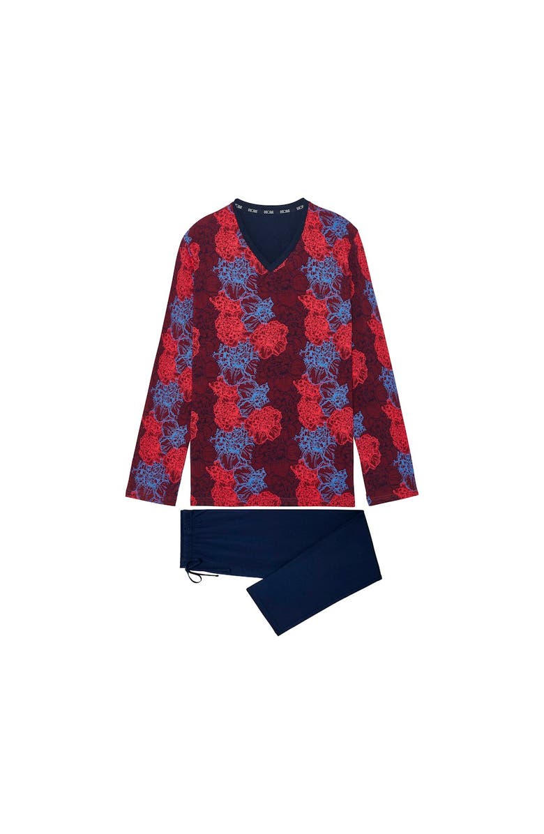 HOM Bouquet Long Pajama Set, Main, color, Bordeaux Print