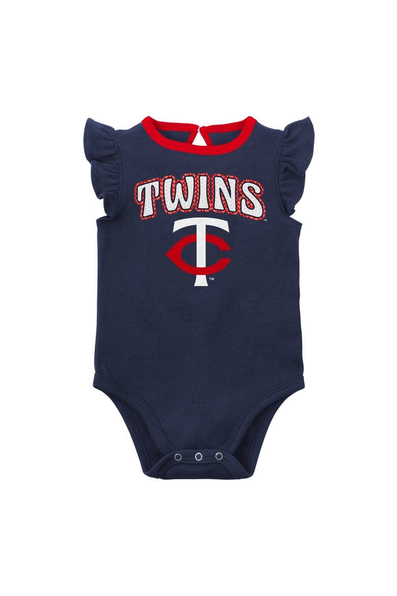 Girls Newborn & Infant Navy/Heather Gray Minnesota Twins Little Fan Two-Pack Bodysuit Set, Alternate, color, Navy