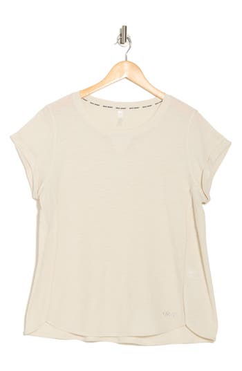 Dkny Mini Waffle Embroidered Logo T-shirt In Light City Khaki