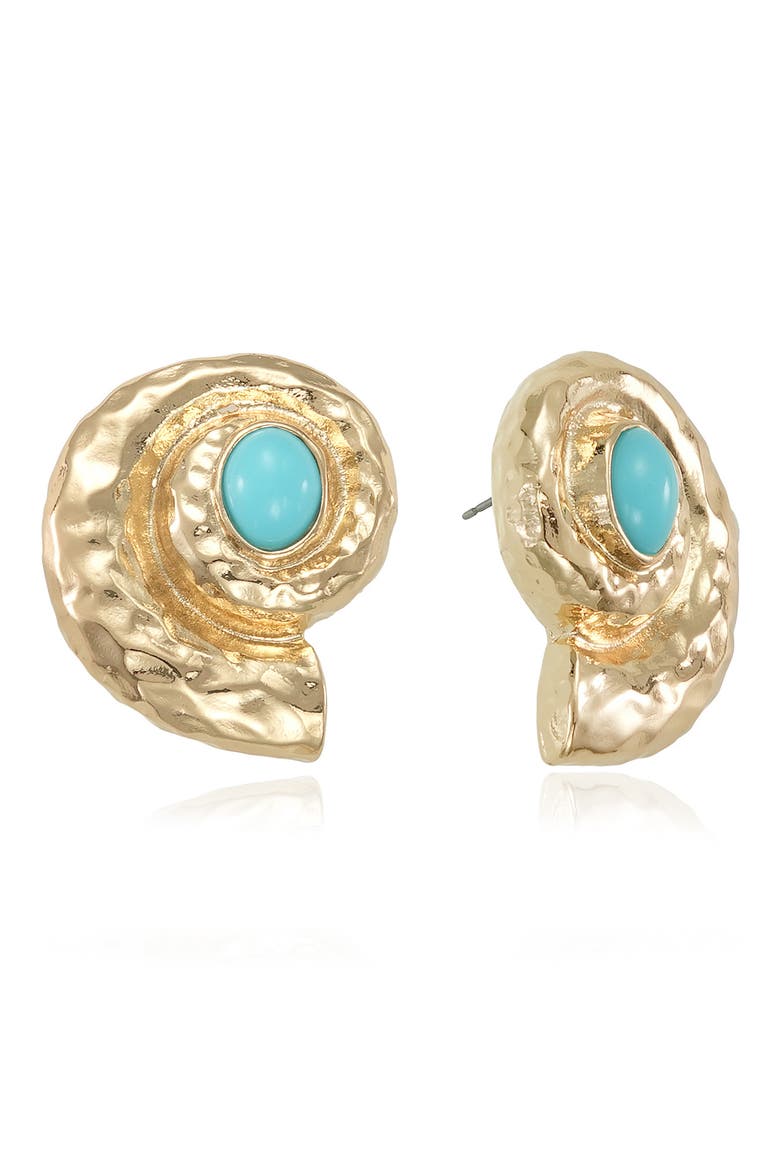 Reconstituted Turquoise Conch Shell Stud Earrings, Main, color, TURQUOISE