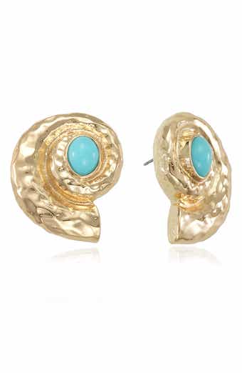 Reconstituted Turquoise Conch Shell Stud Earrings