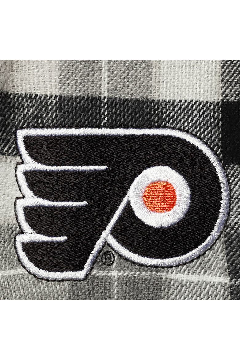 Men's Antigua Black/Gray Philadelphia Flyers Ease Plaid Button-Up Long Sleeve Shirt, Alternate, color, Black