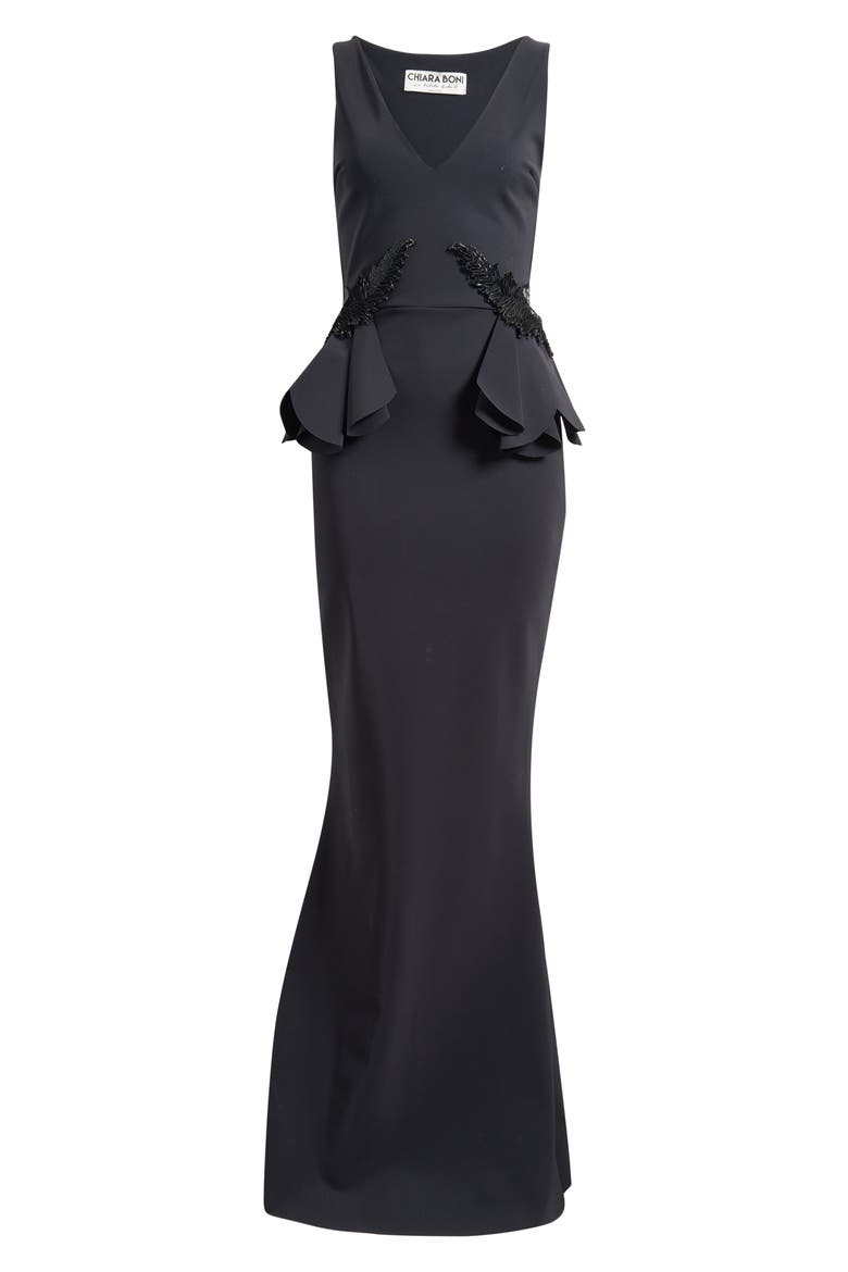 Nawa Sleeveless Mermaid Gown, Alternate, color, BLACK
