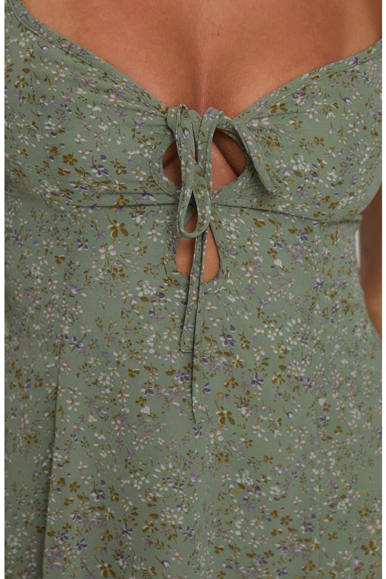 Alora Floral Minidress, Alternate, color, GREEN