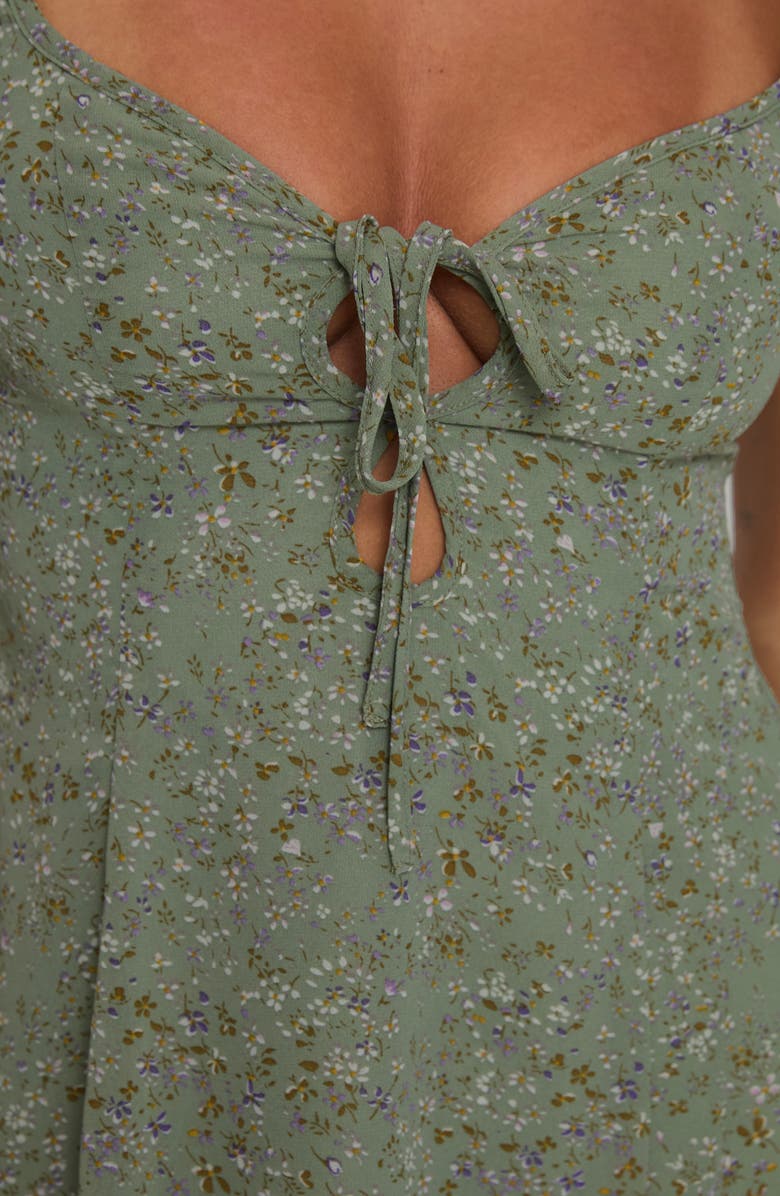 Princess Polly Alora Floral Minidress, Alternate, color, Green