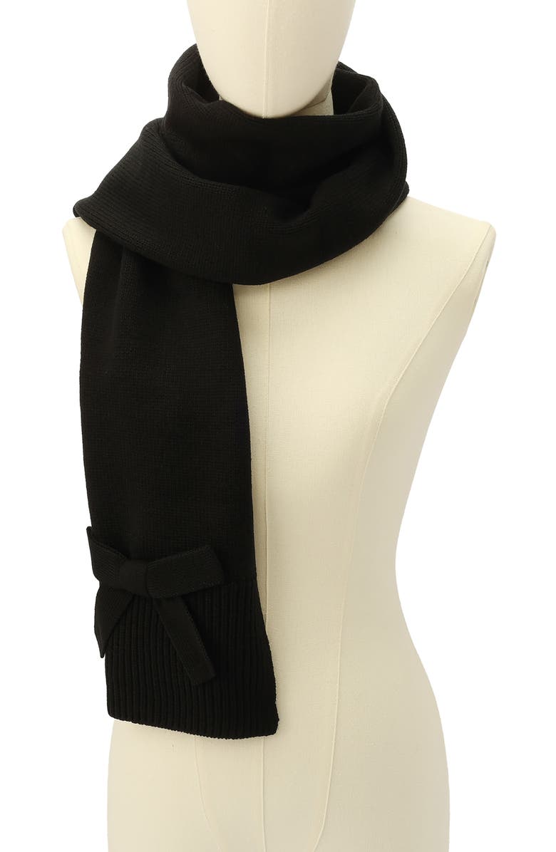 Kate Spade New York bow trim scarf, Alternate, color, Black