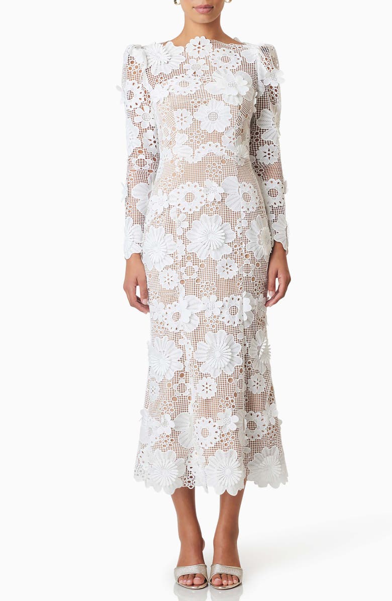 Elliatt Autumn Floral Lace Long Sleeve Cocktail Dress, Main, color, 