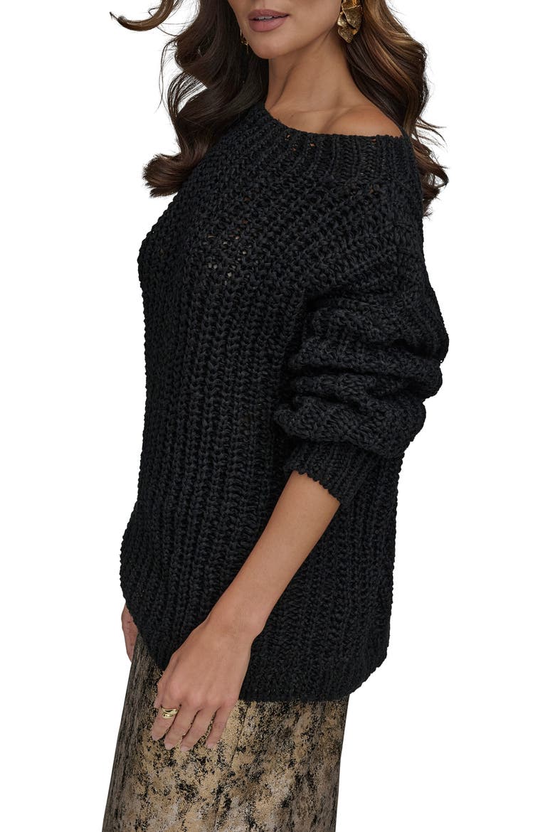 Open Stitch Sweater, Alternate, color, BLACK