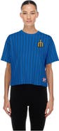 New Era Women's New Era Royal Seattle Mariners City Connect Throwback Meshback Pinstripe Boxy T-Shirt