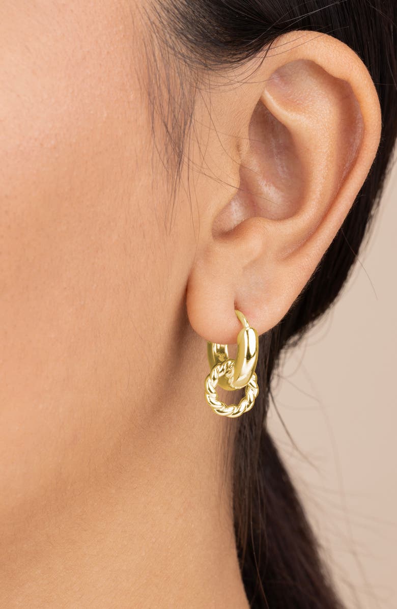 Sterling Forever Braided Ring Hoop Earrings, Alternate, color, Gold