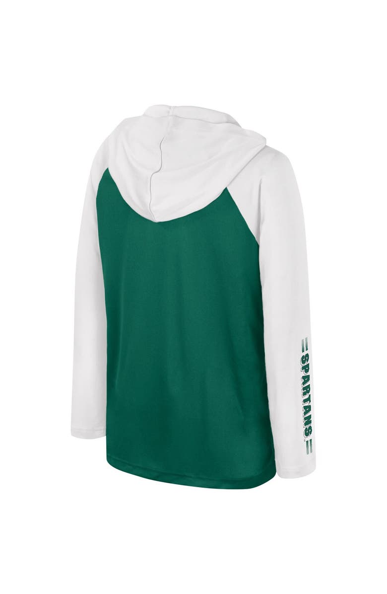 COLOSSEUM Youth Colosseum Green Michigan State Spartans Eddie Multi-Hit Raglan Long Sleeve Hoodie T-Shirt, Alternate, color, 