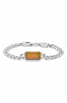 GEOFFREY BEENE Men's Stainless Steel Semiprecious Stone Curb Chain Bracelet