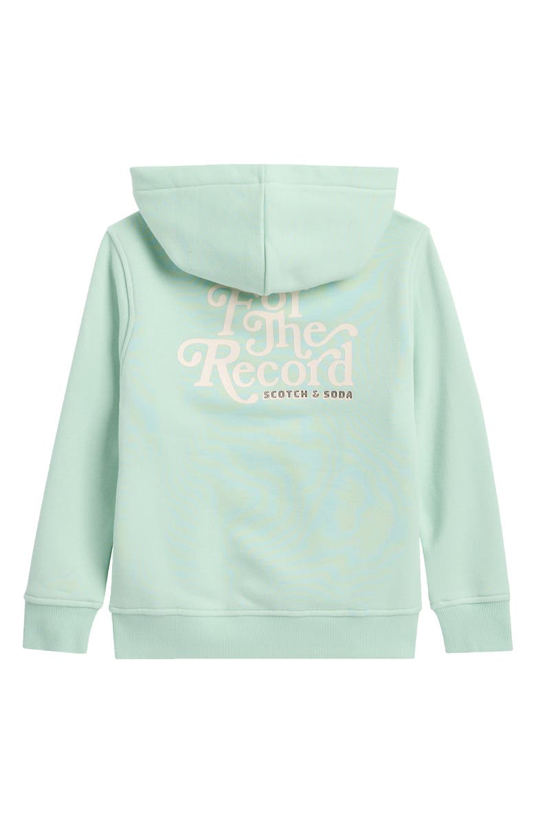 Scotch & Soda Kids' Cassette Tape Embroidered Graphic Fleece Hoodie, Alternate, color, Gossamer Green