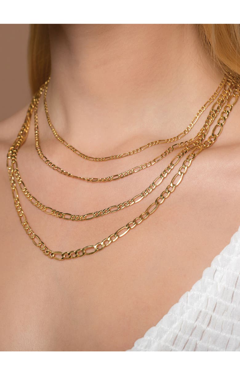 BEST SILVER Flat Figaro Link Necklace, Alternate, color, Gold