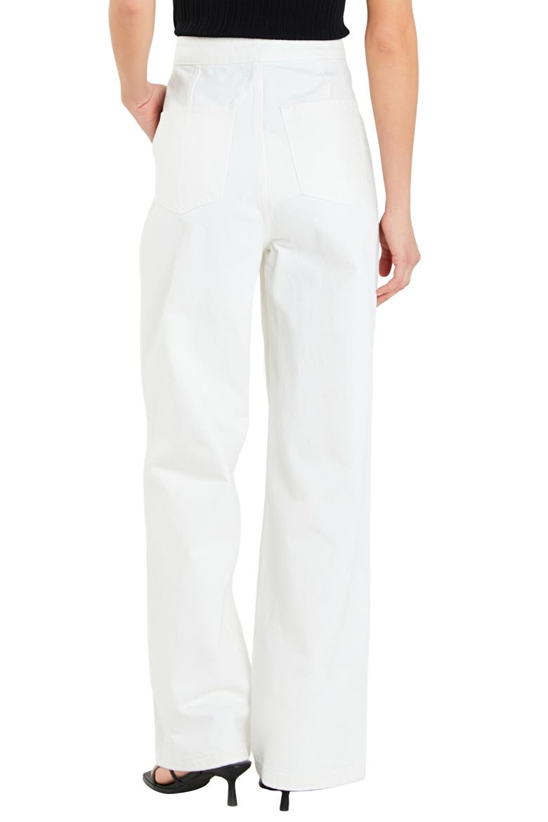 Button Detail Wide Leg Jeans, Alternate, color, OFF WHITE