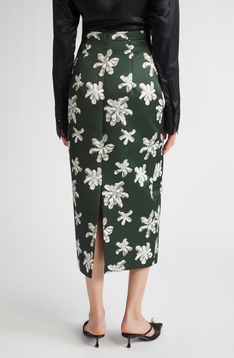 Emilia Wickstead Lorelei Floral Pencil Skirt, Alternate, color, Ivory Floral On Hunter Green