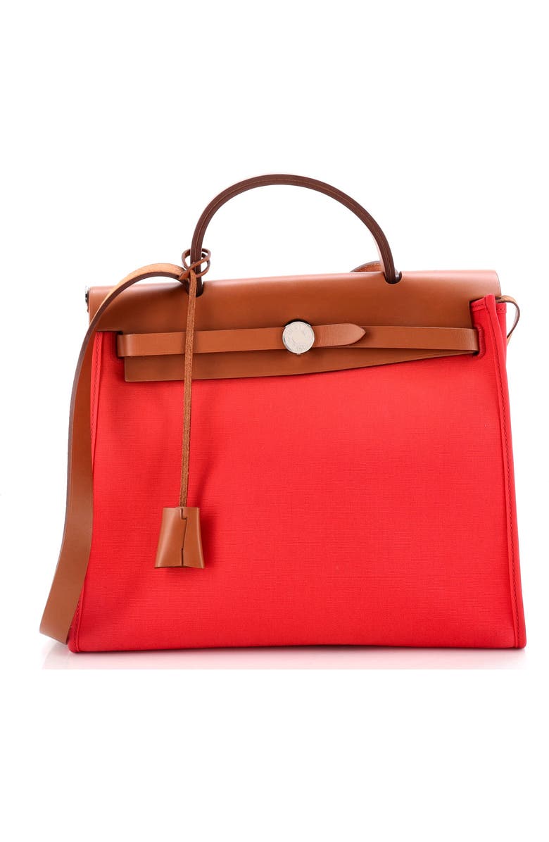 Pre-Owned Hermes Herbag Zip Leather and Toile 31, Main, color, Bougainvillier