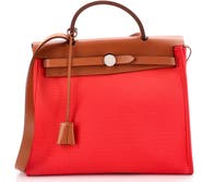 Pre-Owned Hermes Herbag Zip Leather and Toile 31
