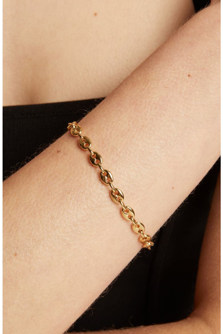 Puffed Mariner Chain Bracelet, Alternate, color, Gold Plated Stainless Steel