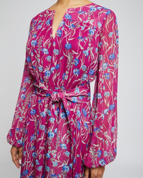 Santorelli Aubree Floral-print Georgette Midi Dress In Dark Magenta