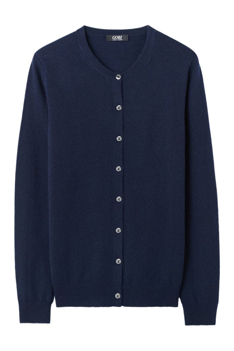 Essential Cashmere Crewneck Cardigan, Main, color, navy