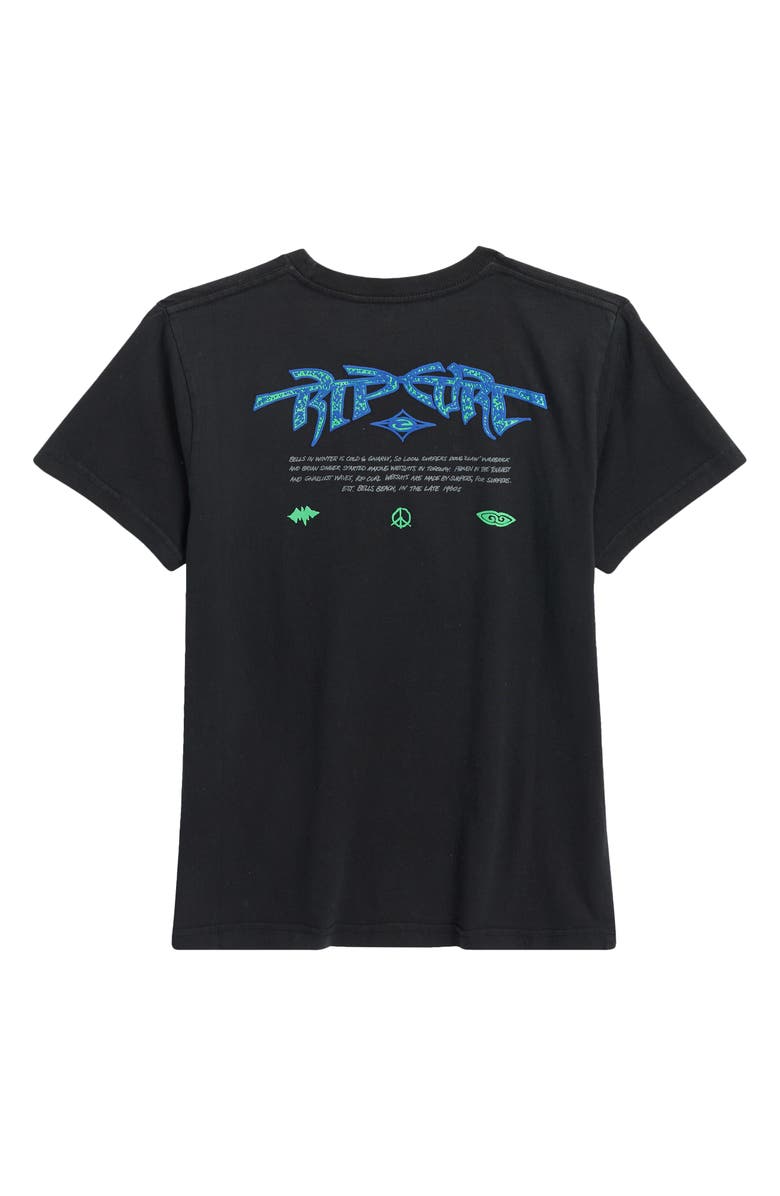 Rip Curl Kids' Raw Energy Gnarly Logo Graphic T-Shirt, Alternate, color, Black