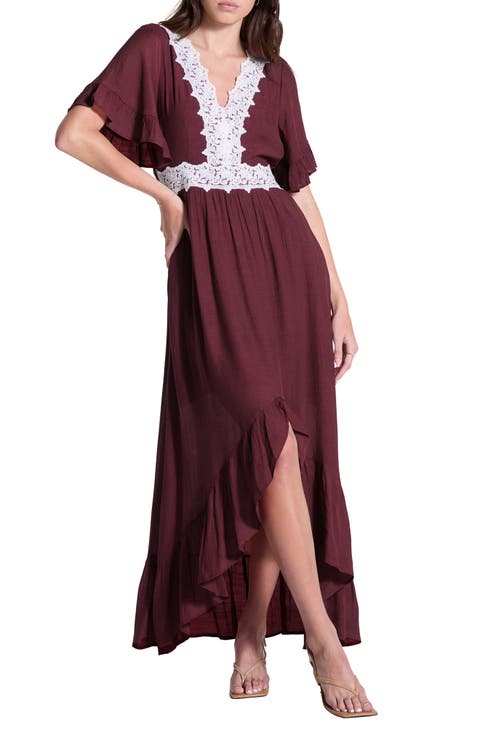 Lace Trim High-Low Dress