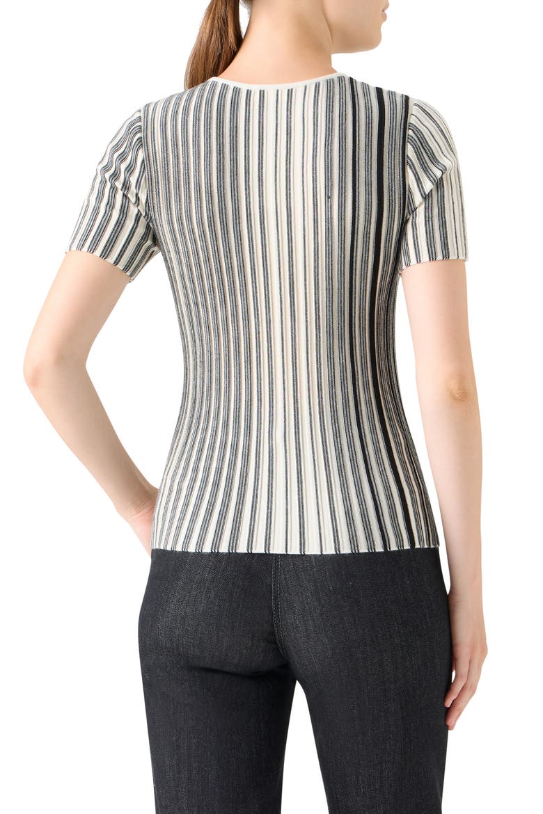 Stripe Virgin Wool Sweater, Alternate, color, BLACK-CREAM