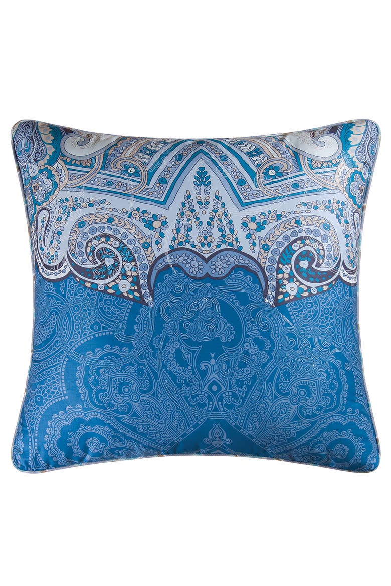 26" x 26" Daphne Blue Damask Cotton Euro Pillow Sham, Main, color, Blue
