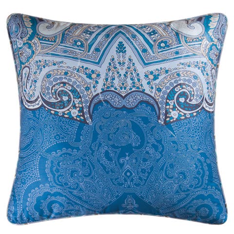 26" x 26" Daphne Blue Damask Cotton Euro Pillow Sham