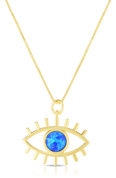 14K Gold Plated Sterling Silver & CZ Evil Eye Necklace