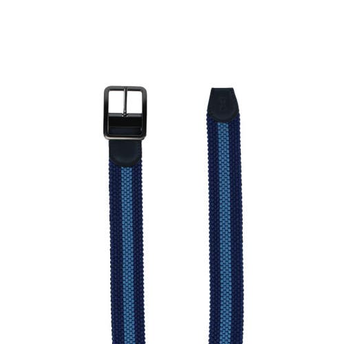 Trafalgar Big And Tall Arturo Black And Blue Striped Reversible Braided Casual Golf Belt In Blue