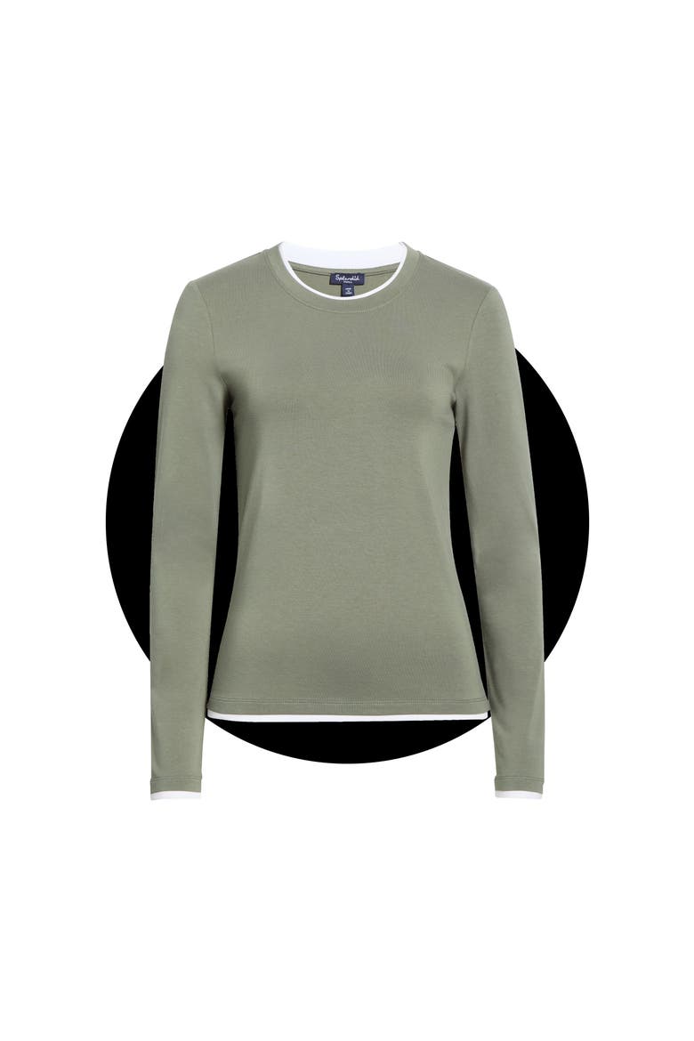 Double Layer Long Sleeve T-Shirt, Main, color, ARMY GREEN
